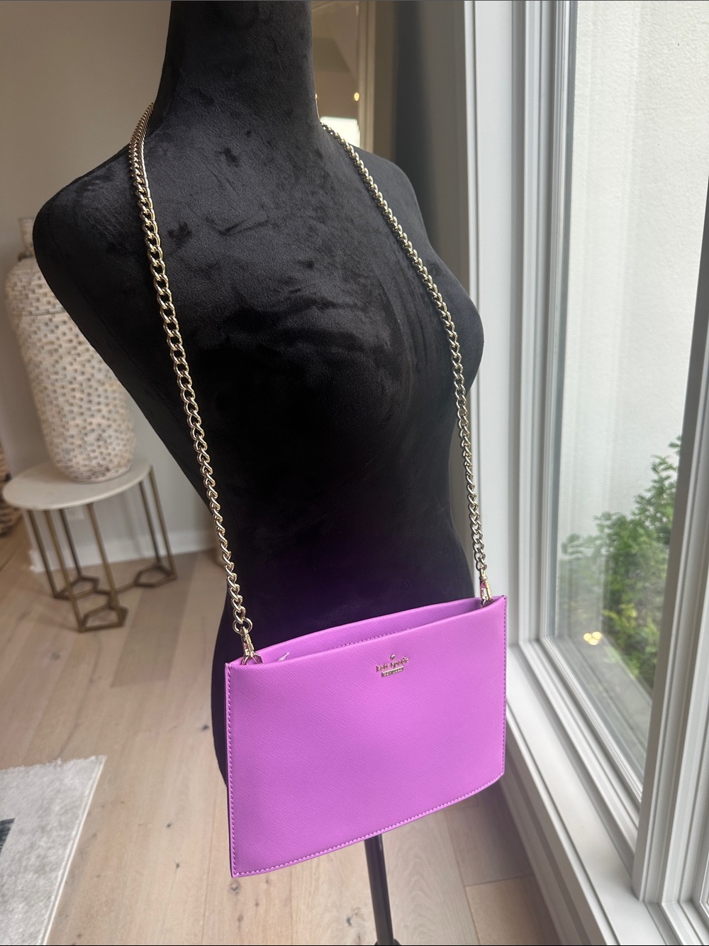 kate spade Violet-Pink Leather Crossbody with Gold Chain